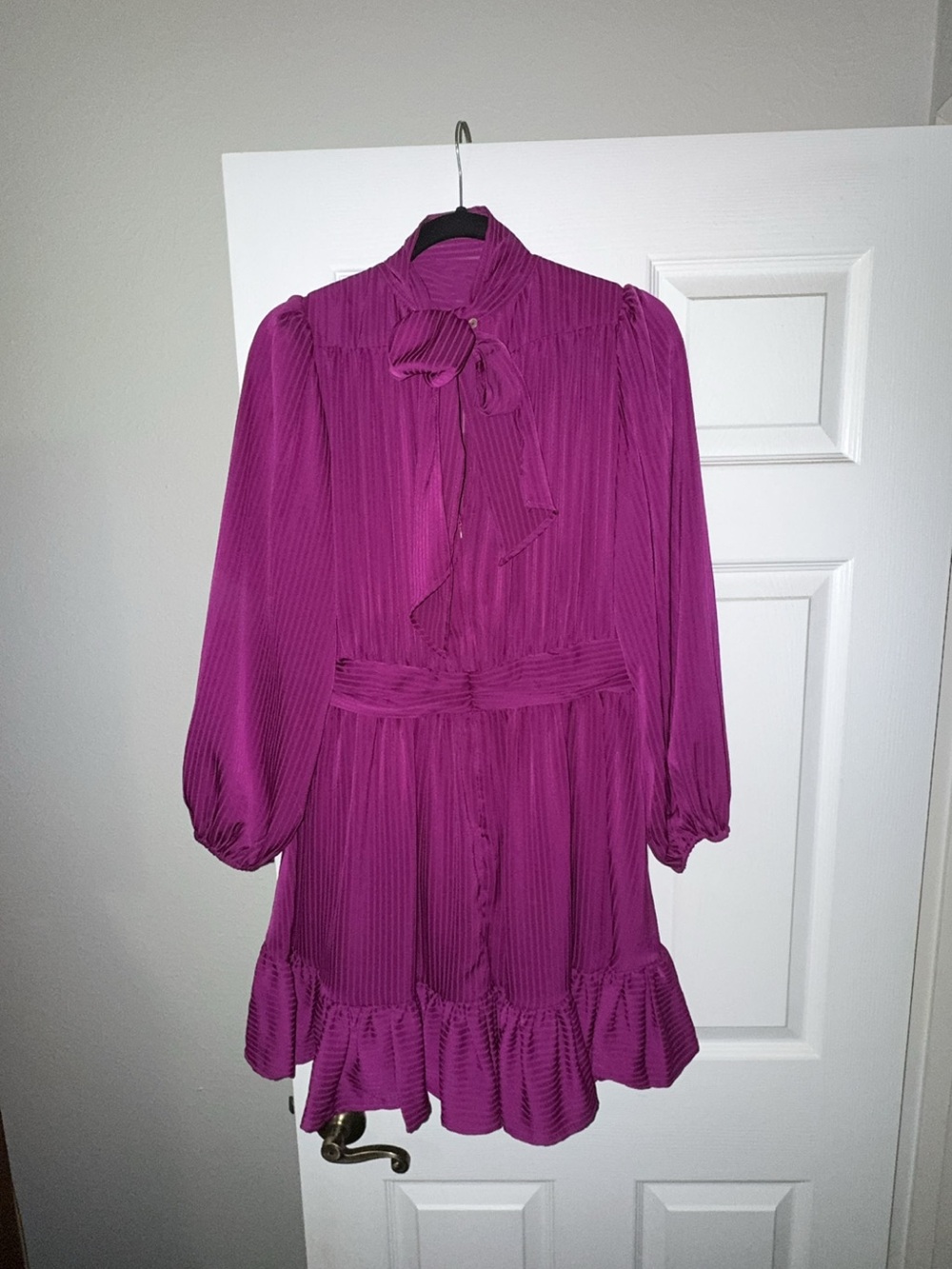 entro Fuchsia Pleated High-Neck Long Sleeve Dress - Picture 2 of 2